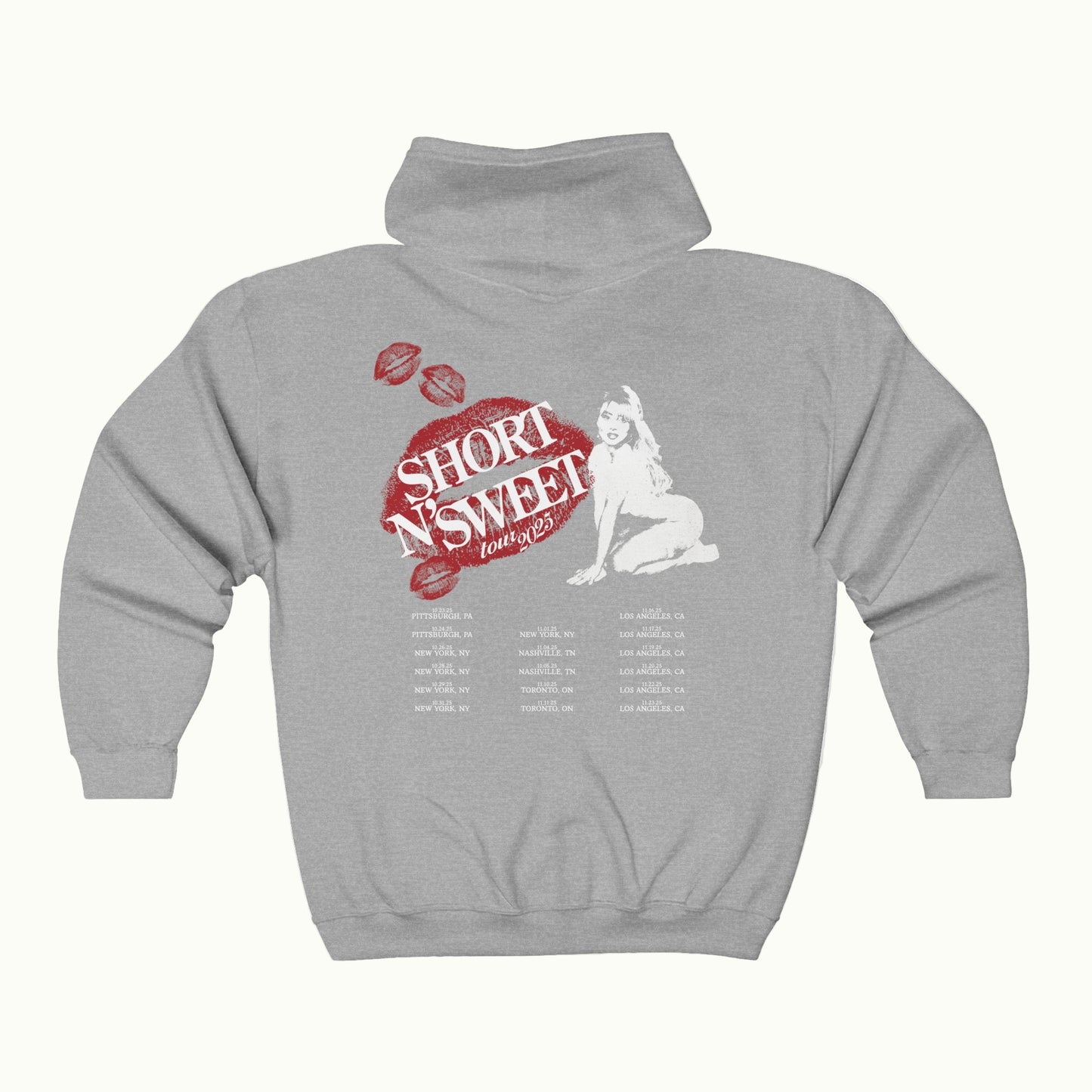 Sabrina Carpenter Merch - Sabrina Carpenter Short n Sweet Signature Kisses Zip Up Hoodie