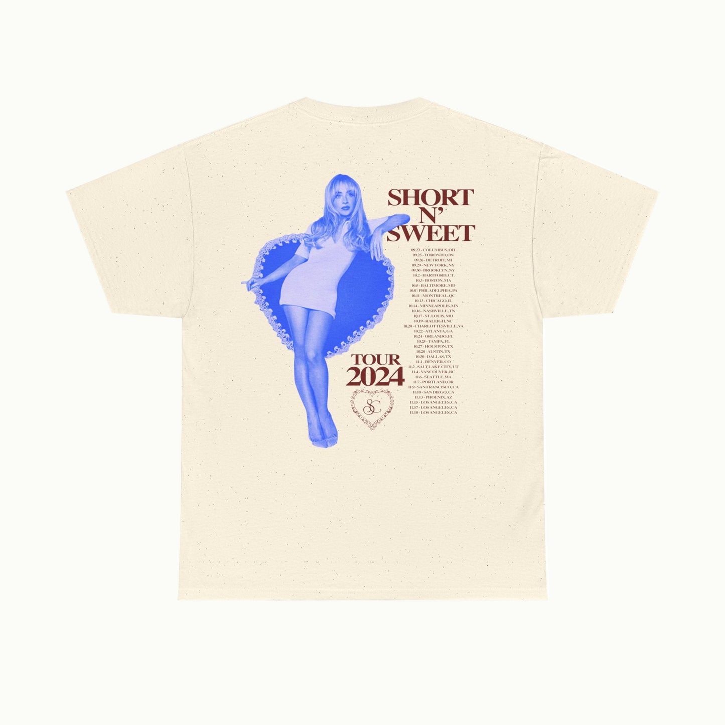 Sabrina Carpenter Merch - Sabrina Carpenter Short n Sweet Sand Tour Dates Tee