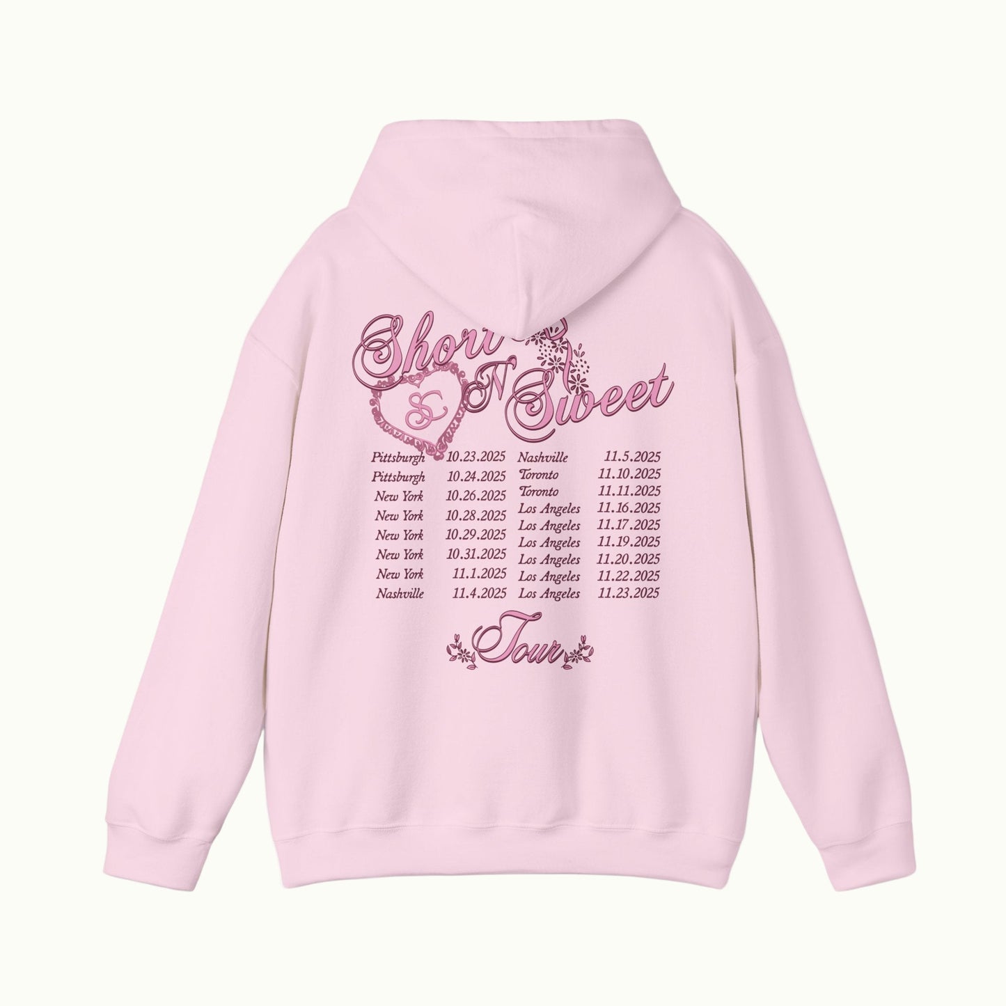 Sabrina Carpenter Merch - Sabrina Carpenter Short n Sweet 2025 Pink Tour Dates Hoodie