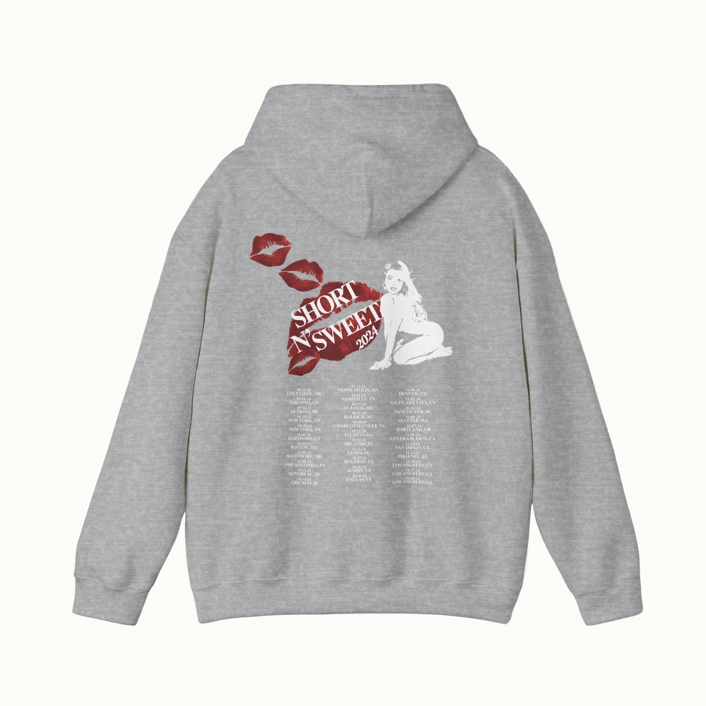 Sabrina Carpenter Merch - ONLINE EXCLUSIVE Sabrina Carpenter Kisses Tour Dates Grey Hoodie