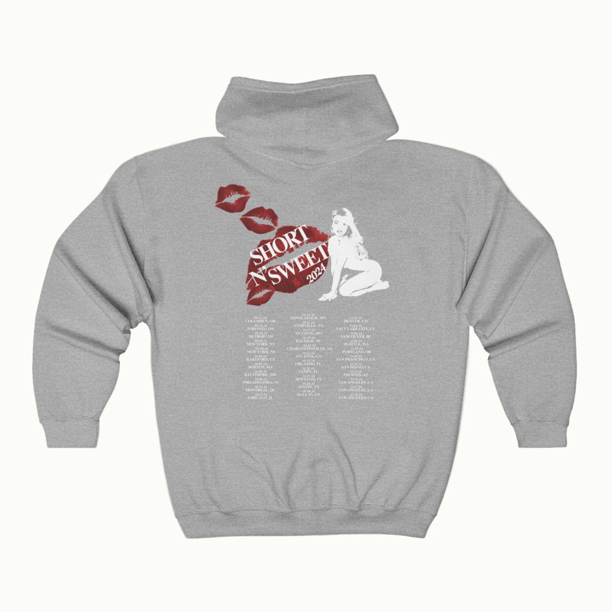 Sabrina Carpenter Merch - Sabrina Carpenter Short n Sweet Signature Kisses Zip Up Hoodie