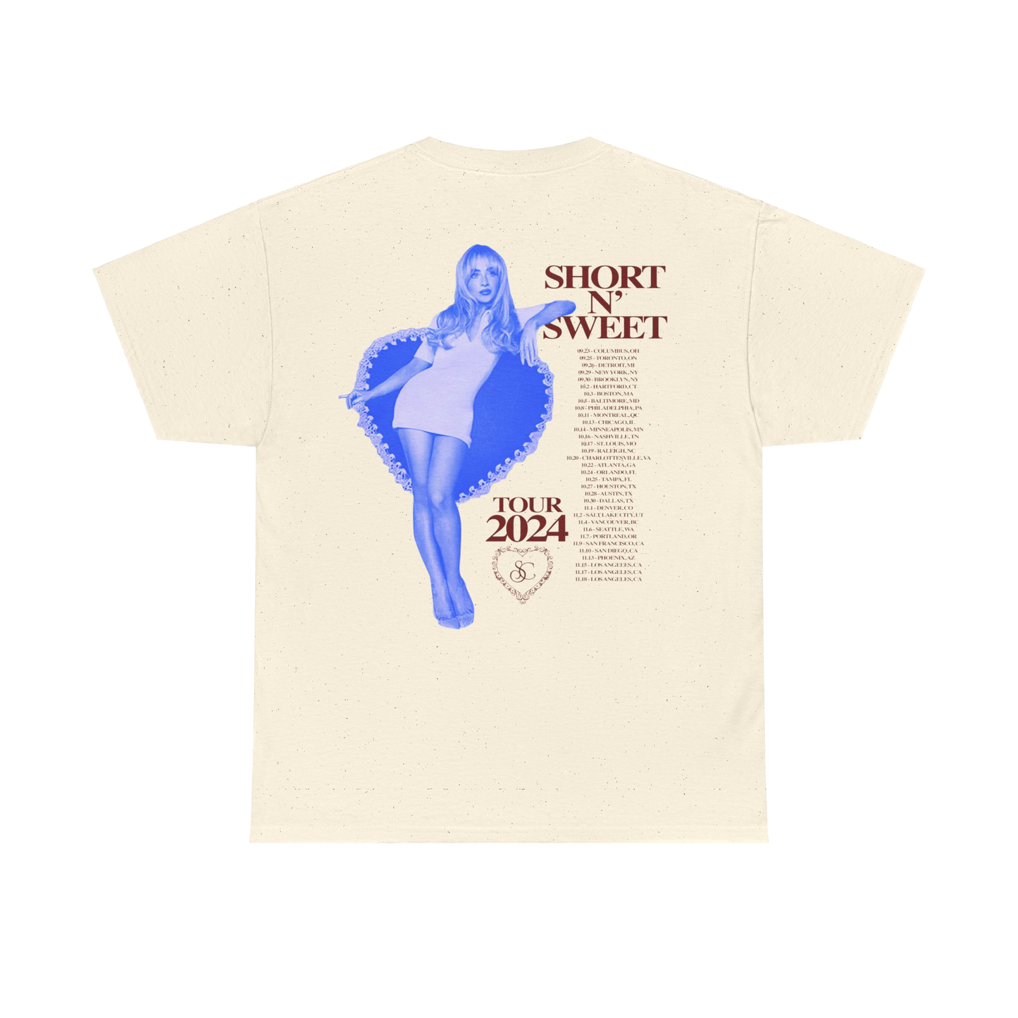 Sabrina Carpenter Merch - Sabrina Carpenter Short n Sweet Sand Tour Dates Tee