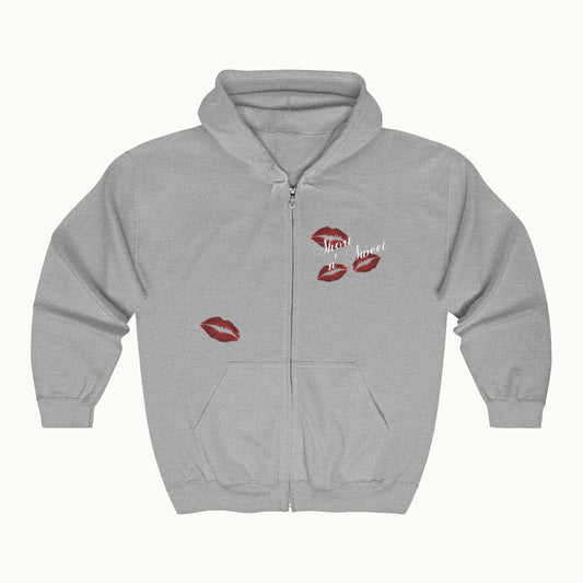 Sabrina Carpenter Merch - Sabrina Carpenter Short n Sweet Signature Kisses Zip Up Hoodie