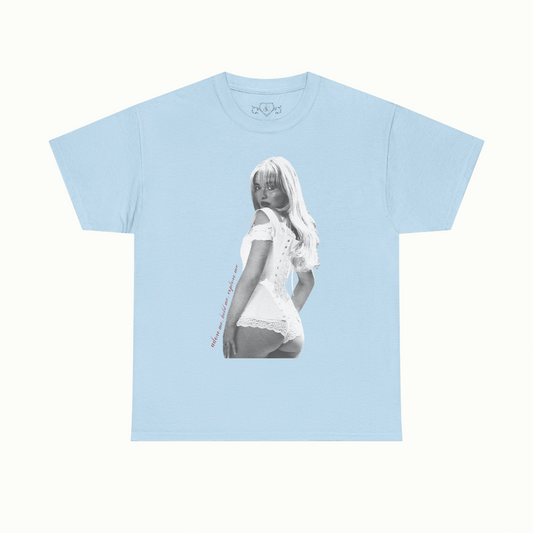 Sabrina Carpenter Merch - Sabrina Carpenter Short n Sweet Love Letter Blue Tee