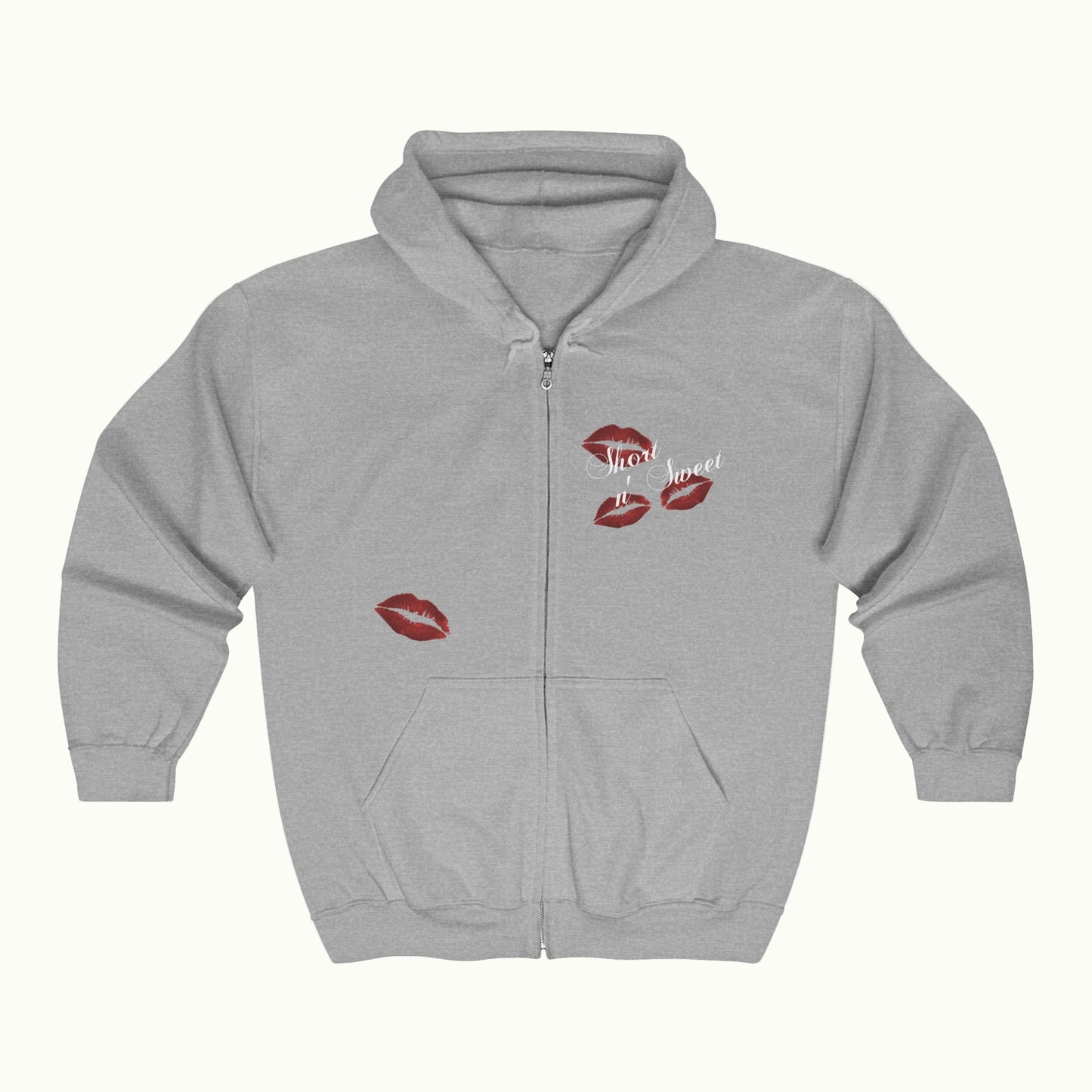 Sabrina Carpenter Merch - Sabrina Carpenter Short n Sweet Signature Kisses Zip Up Hoodie