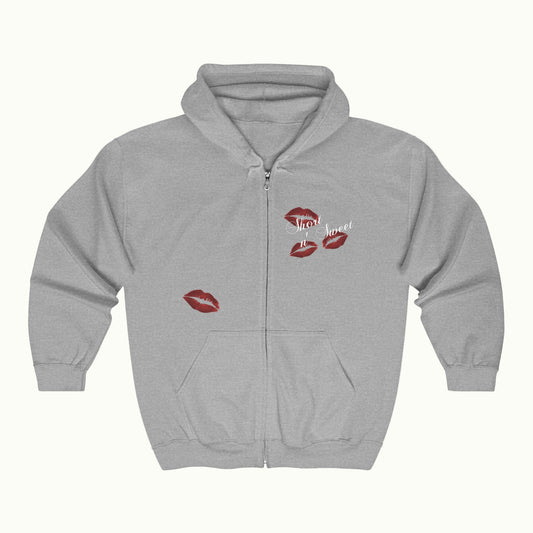 Sabrina Carpenter Merch - Sabrina Carpenter Short n Sweet Signature Kisses Zip Up Hoodie