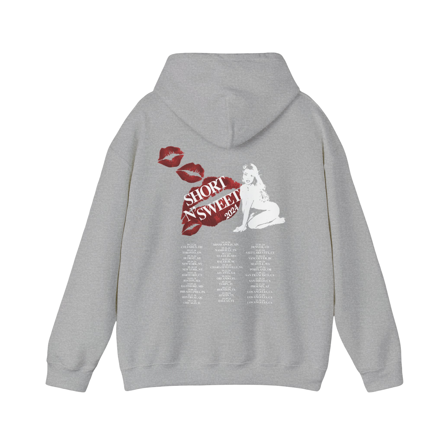 Sabrina Carpenter Merch -  ONLINE EXCLUSIVE Sabrina Carpenter Kisses Tour Dates Grey Hoodie