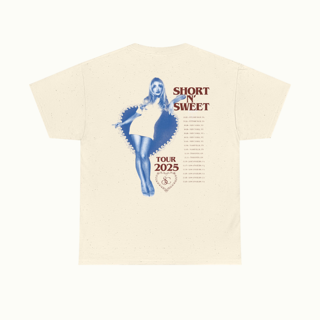 Sabrina Carpenter Merch - Sabrina Carpenter Short n Sweet Sand Tour Dates Tee